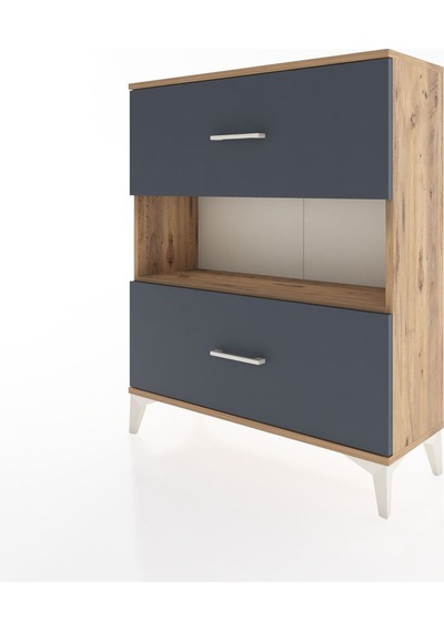 Arges Şifonyer Tek Raflı 2 Çekmeceli 88x30x106 Çam-antrasit Atlas Çam