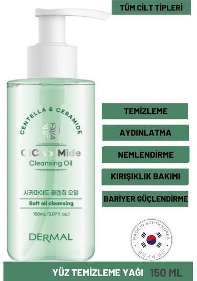 Dermal Cıca x Mide Cleanser Oil Centella Asiatica ve Seramid Özlü Temizleme Yağı 150 ML