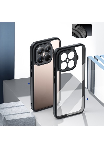 Xiaomi 15t Pro Kılıf Kamera Korumalı Şeffaf Arka Yüzey Pürüzsüz Tpu Silikon Roll Kapak Siyah
