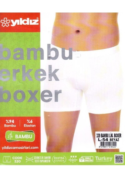 3'Lü Beyaz Bambu Erkek Boxer 320 001