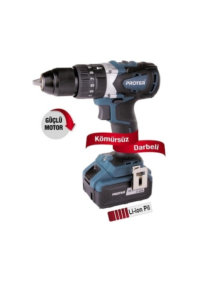 PROTER PST 740 BL 20 V 4 AMP DARBELİ MATKAP KOMURSUZ ŞARJLI