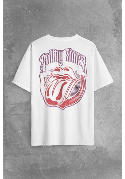 Rolling Stones Rock Retro 70s 80s Music Sırt Ön Baskılı Oversize Tişört Unisex T-shirt 001