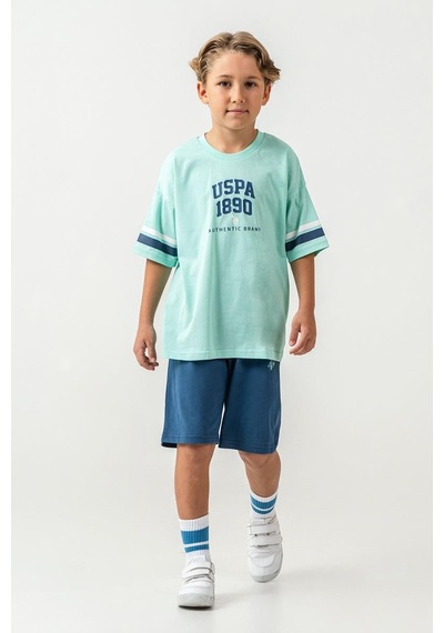 U.S. Polo Assn. Erkek Çocuk 2 Li Bermuda T-şhirt Takım Yeşil-2306 Yeşil