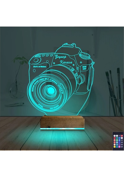 Luvivia Fotoğraf Makinesi Fotoğrafçı Kişiye Özel 3d Lamba - Masa Gece Lambası Şeffaf