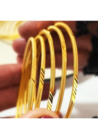 Gümüş Ajda Desenli Gold Bilezik Gold