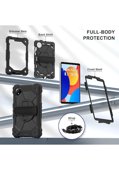 Xiaomi Redmi Pad Se 8.7inç Kılıf Defender Askılı Pars Case Fuji X510 X515 X710 X715 Kılıf