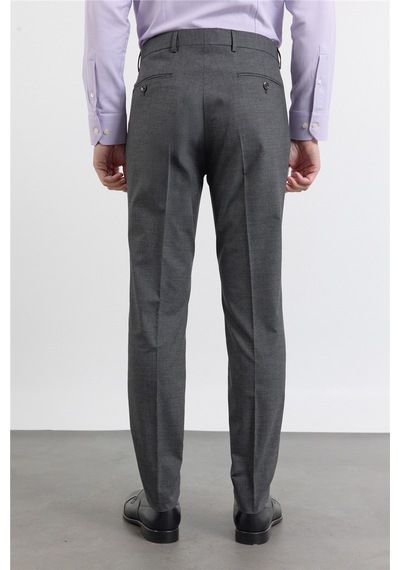 İmza Siyah - Füme Yan Cep Kazayağı Desen Slim Fit Esnek Classic Pantolon 1003255174