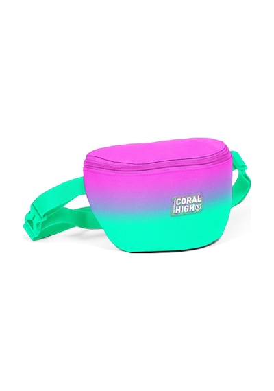 Coral High Pembe Su Yeşili Renk Geçişli Baskılı Kız Çocuk Bel Çantası Çok Renkli