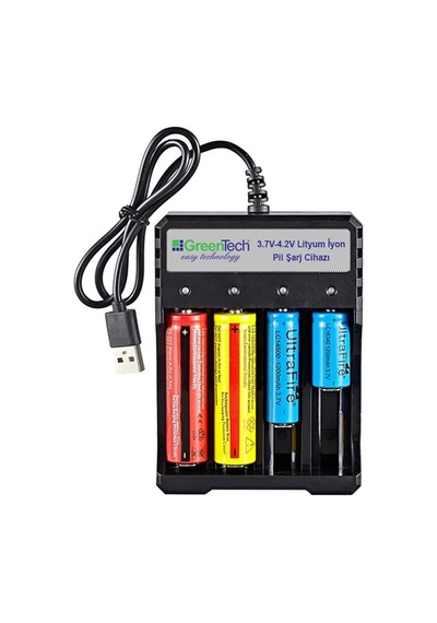 Greentech 3.7 4.2 Lityum İyon Pil Şarj Cihazı Dört Yuvalı / Gt-bc05 Sku: Zeusstk2142711c8c