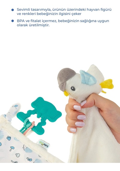 Babyjem 926 Birdy Diş Kaşıyıcılı + Silikon Emzik Uyku Arkadaşım Mavi