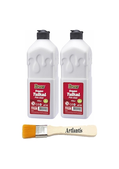 Beyaz Tutkal 450 Gr 2 Adet Ve Fırça Brons Beyaz Mobilya Yapıştırıcısı Tutkalı 450 Gr Ahşap Tutkalı Su Bazlı Çok Amaçlı