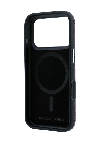 Apple iPhone Uyumlu 18 Pro Kılıf Karl Lagerfeld Lisanslı M-safeli Khead Metal Logolu Pu Grained Deri Kapak Bordo