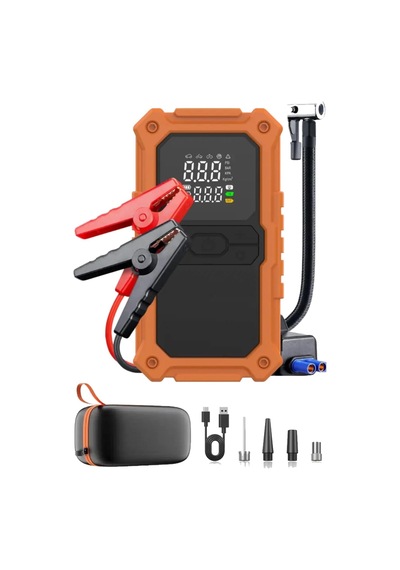 Akü Takviye Hava Kompresörü 150 Psı 24000 Mah 2000 Amper Taşınabilir Araç Lastik Şişirme Pompası Powerbank Led