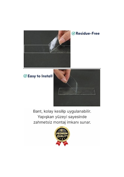 10 Adet Çok Amaçlı Çift Taraflı İz Bırakmaz Tamir Montaj Bandı Şeffaf Güçlü Silikon Bant 18mm X 2 Mt