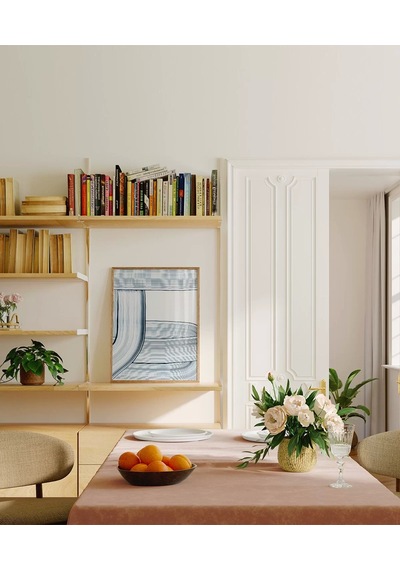 Çerçevesiz Poster Soyut Mavi Çizgiler Minimalist