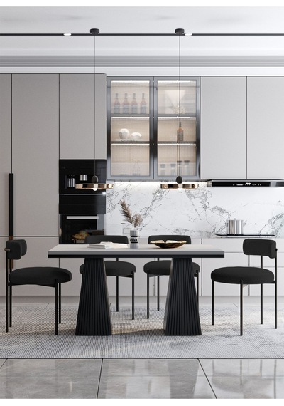Avvio Venera Lake Mdf Ayak Teddy Sandalye 80x120 Yemek Masası Mutfak Masası 4 Kişilik Masa Sandalye Takım Düz Beyaz