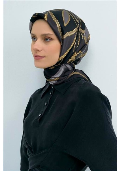 Armine Saf İpek Twill Eşarp 9531d 84 Kırmızı Siyah