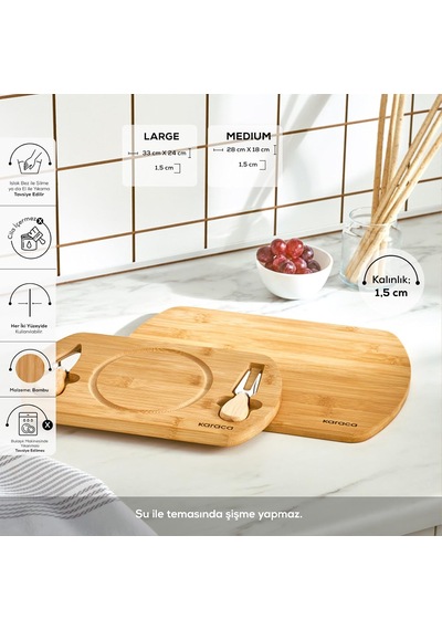 Lily Bamboo 2'li Pro Kesme Ve Sunum Tahtası Çok Renkli