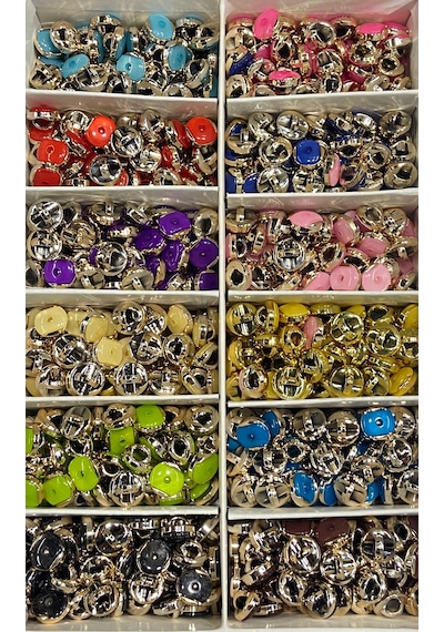 Bebek Düğmesi / Metalize Plastik Düğme / 1,2 Cm / 10 Adet /02728 / - Kahve