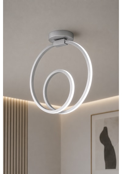 Ovira Led Plafonyer Avize Beyaz Işık Gri