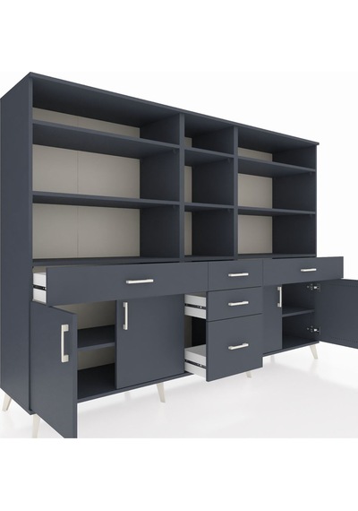 Hyperion Dolap 11 Raflı 5 Çekmeceli 4 Kapaklı 220x44x163 Antrasit Antrasit-antrasit Hyperion Dolap 11 Raflı 5 Çekmeceli 4 Kapaklı 220x44x163 Antrasit Antrasit-antrasit