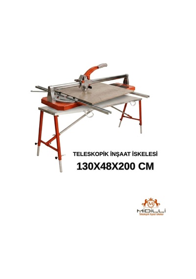 Alüminyum Gövdeli Çelik Ayaklı Teleskopik Katlanır İnşaat İskelesi - 400 Kg Taşıma Kapasitesi 130x48x200cm