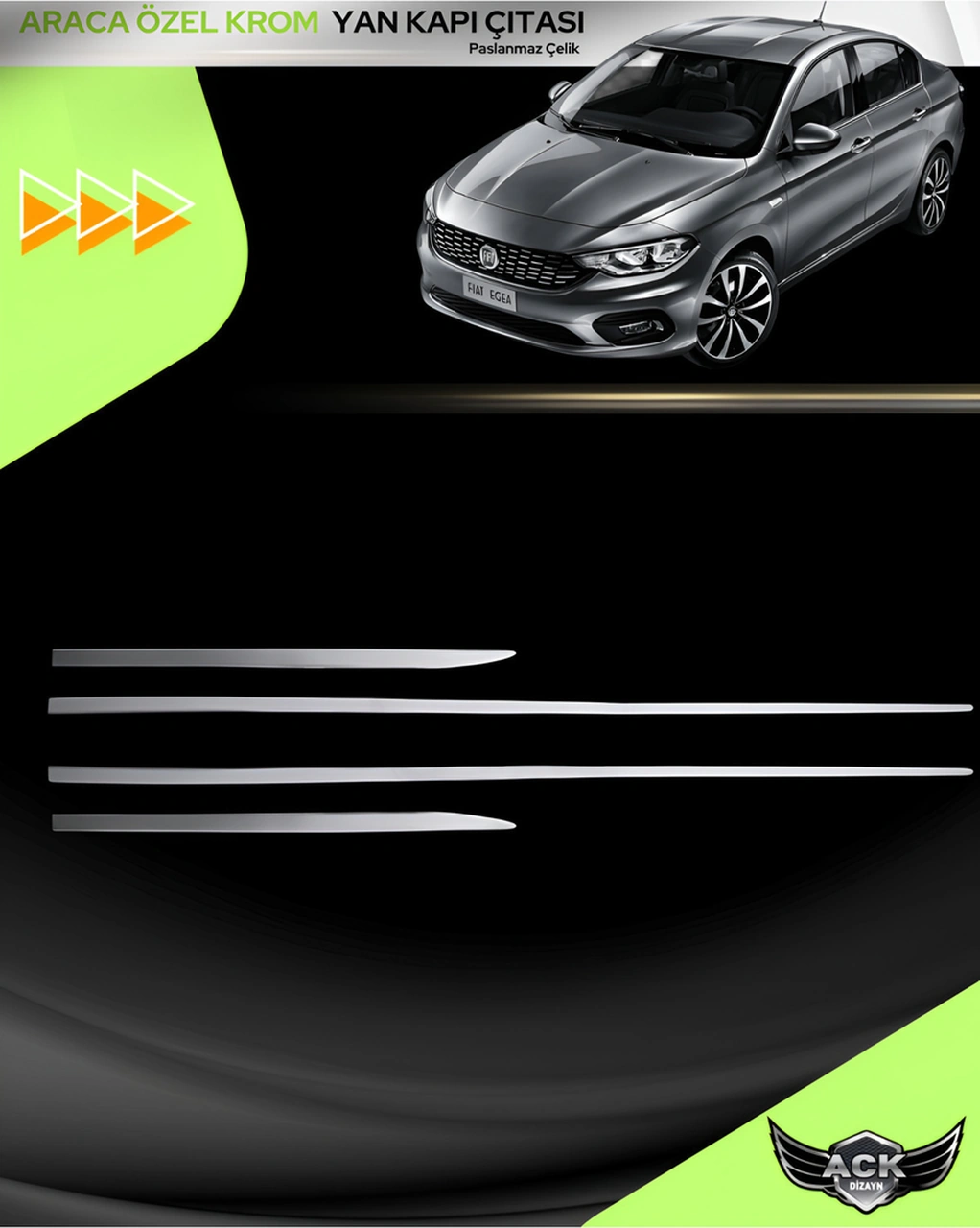 Fiat Egea Sd-hb-cross 2015 Araca Özel Üretim Yan Kapı Çıtası Paslanmaz Çelik A