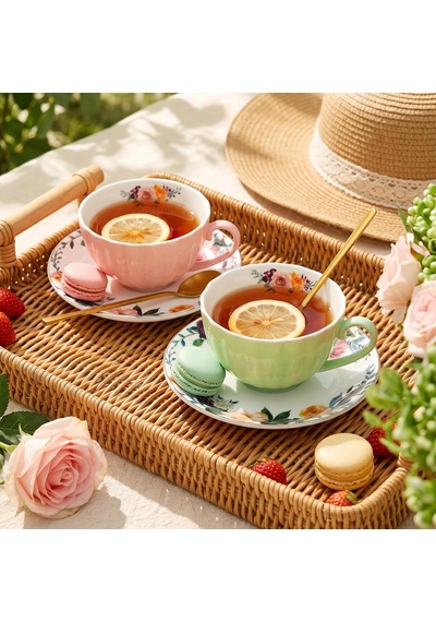 2'li Çay Fincanı Ve Tabağı Seti, 8oz Altın Süslemeli Ve Kaşıklı Çiçekli Çay Bardakları, Porselen İngiliz Kahve Fincanları, Cappuccino Espresso Latte Kupası Parti Doğum Günü Düğün Hediyeleri Çok Renkli 2'li Çay Fincanı Ve Tabağı Seti, 8oz Altın Süslemeli Ve Kaşıklı Çiçekli Çay Bardakları, Porselen İngiliz Kahve Fincanları, Cappuccino Espresso Latte Kupası Parti Doğum Günü Düğün Hediyeleri Çok Renkli