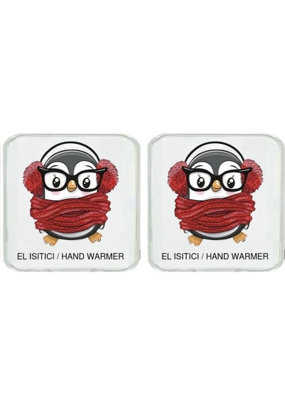 2 Adet Atkılı Penguen Cep Sobası,el Isıtıcı,sıcak Su Torbası Pvc 10x9,5cm Beyaz