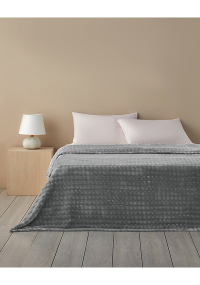 Glance Bubble Pelüş Çift Kişilik Battaniye 200x220 Cm Gri