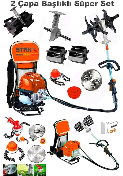 Staxx STX1400 14Hp Benzinli Çim Ot Biçme Sırt Tipi Tırpan Seti