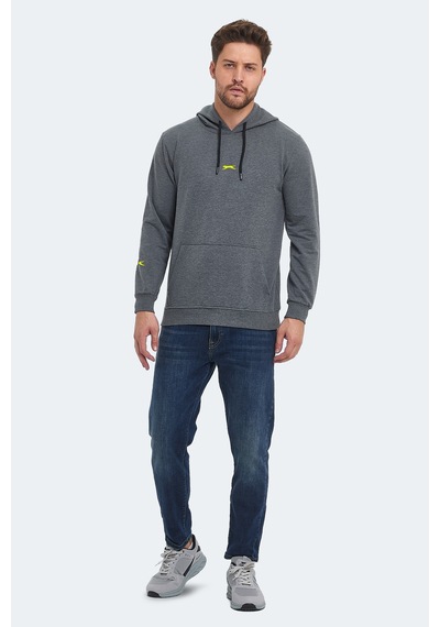 Slazenger Oslo In Erkek Kapüşonlu Cepli Koyu Gri Sweatshirt Koyu Gri