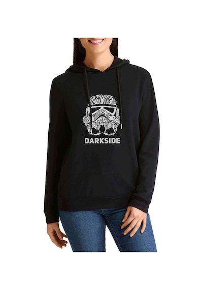 Dark Side Baskılı Siyah Kadın Kapşonlu Sweashirt (528745259)