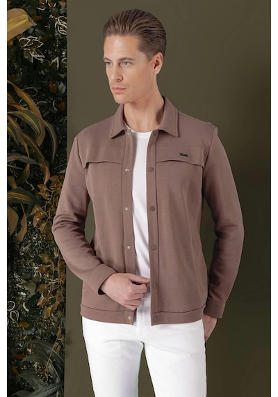 Efor G 1562 Slim Fit Kakao Klasik Gömlek Kahverengi