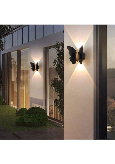 2 Adet Elektrikle Çalışır, 6 Watt Amber Işık Ledli Kelebek Duvar Aplik İç Ve Dış Mekan Ip65 Aplik Amber