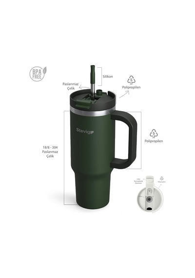 2 Moods Tuck-in Tumbler Sızdırmaz Çelik Termos 900 Ml Green St-237 Çok Renkli
