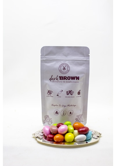 Dark Brown Bademli Çikolata Dolgulu Renkli Draje Çikolatası 1 KG