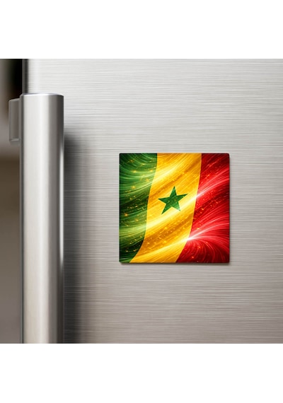 Senegal Senegal Abstract Ülke Bayraklı Buzdolap Magneti - 9x9 Cm