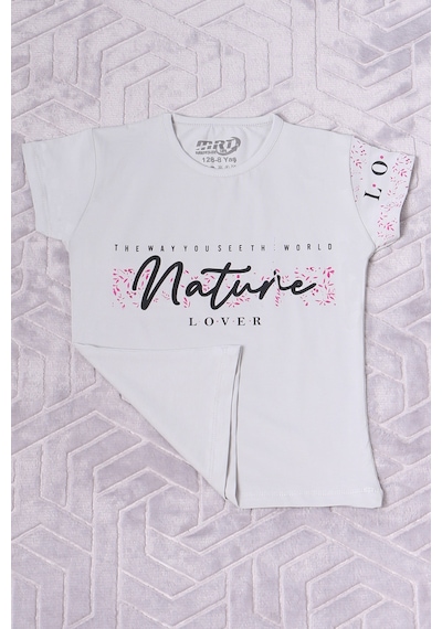 Hçm Kız Çocuk Tshirt Nature Baskılı Bisiklet Yaka E12 Gri