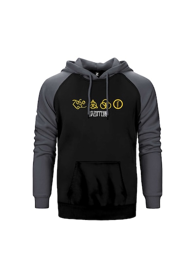 Led Zeppelin Zoso Yellow Gri Renk Reglan Kol Kapşonlu Sweatshirt Gri