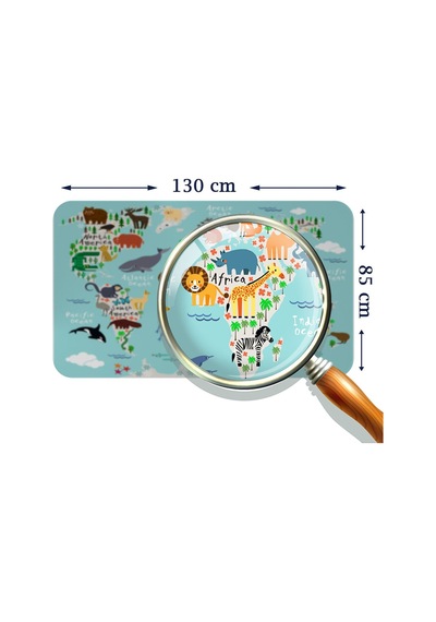 Eğitici Dünya Haritası Dünya Atlası Çocuk Ve Bebek Odası Duvar Sticker-85x130-3775 Çok Renkli