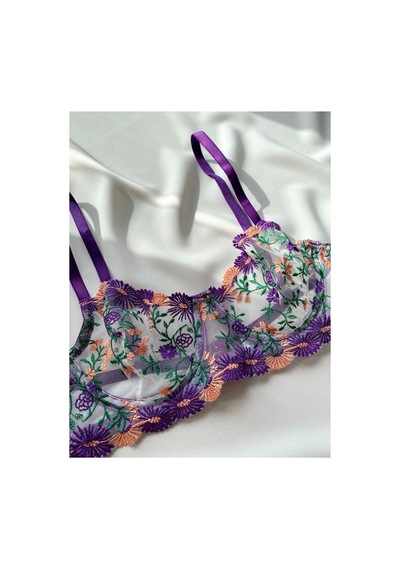 La Linaa Violet Çiçek Desenli Dantel & Tül Sütyen Külot Takımı Transparan Seksi İç Giyim Mor - 591611016 Mor La Linaa Violet Çiçek Desenli Dantel & Tül Sütyen Külot Takımı Transparan Seksi İç Giyim Mor - 591611016 Mor