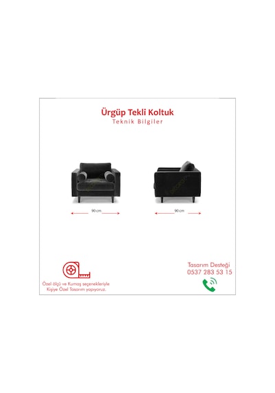 Ürgüp Siyah Tekli Koltuk Berjer Lobby Koltuğu Terapi Bekleme Koltuğu Siyah
