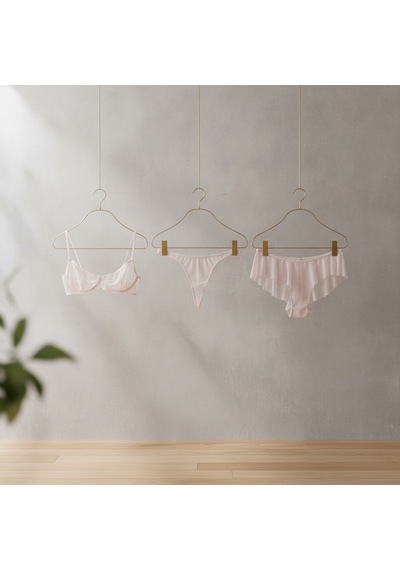 Bonbon Kadın Tül Transparan Balenli Sütyen, Checky Ve String Külotlu 3 Lü Paket Bb2618 Pembe