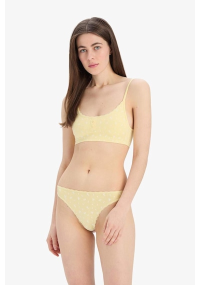 Defacto Kadın 2li Takım Desenli Seamles Kumaş Bralet Külot-fall İn Love E6601ax25smyl118 Sarı