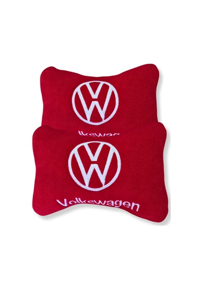Volkswagen Uyumlu Kırmızı Polar Ortopedik Araç Koltuk Seyahat Boyun Yastık / 2'li Set