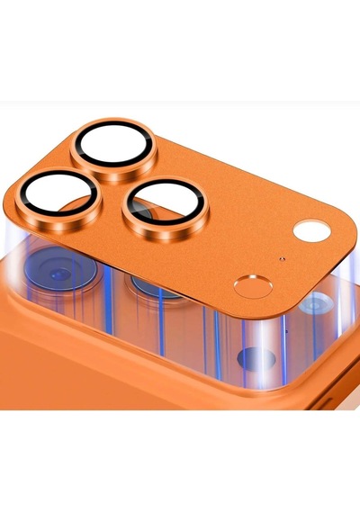 Apple Uyumlu iPhone 17 Pro Metal Koruyucu Lens Çerçeveli Lens Kozmik Turuncu