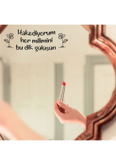 Ayna Dekorasyon Sticker Hakediyorum Her Milimini Duvar Ayna Cam Dekor Yazı Sticker 30x10 Cm Siyah