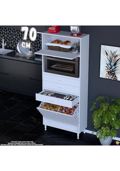 Modilayn Ediz Fırın Bölmeli 1 Kapaklı Sepetli Çekmeceli Çok Amaçlı Dolap - Mutfak Robotu Ve Kahve Köşesi 70 Cm Beyaz Modilayn Ediz Fırın Bölmeli 1 Kapaklı Sepetli Çekmeceli Çok Amaçlı Dolap - Mutfak Robotu Ve Kahve Köşesi 70 Cm Beyaz