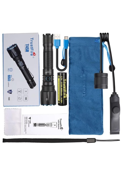 Trustfire T45r Lep Fener 1750 Metre Menzil Siyah